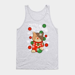 Merry Holidays Sweater Cat Tank Top